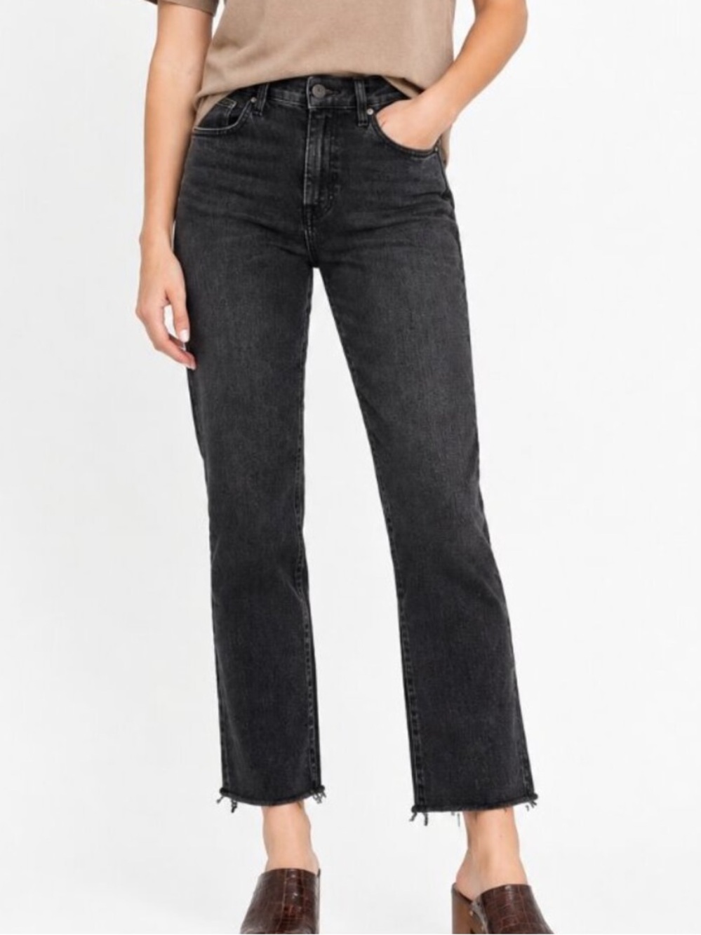 Frank & Eileen Derry Washed Black Ankle Straight Jeans